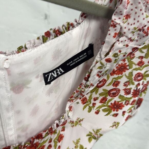Zara Quilt Floral Pattern Dress - Maxi Ruffle Sleeves - Size Small - Long Dress - Picture 5 of 5